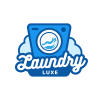 Blue and White Flat Illustrative Laundry Logo